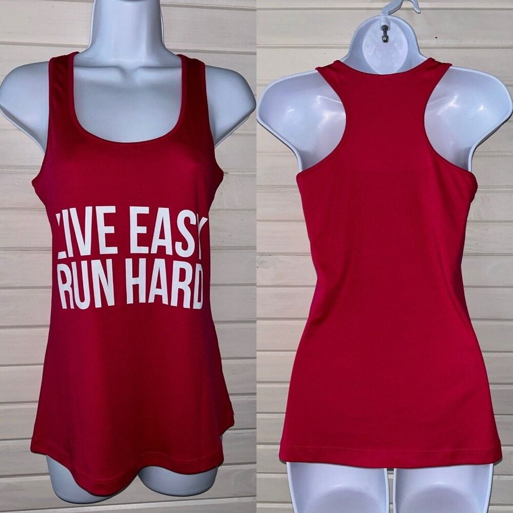 Sarah Marie Design Studio Sz XS Red Tank Top Live Easy Run Hard EUC
